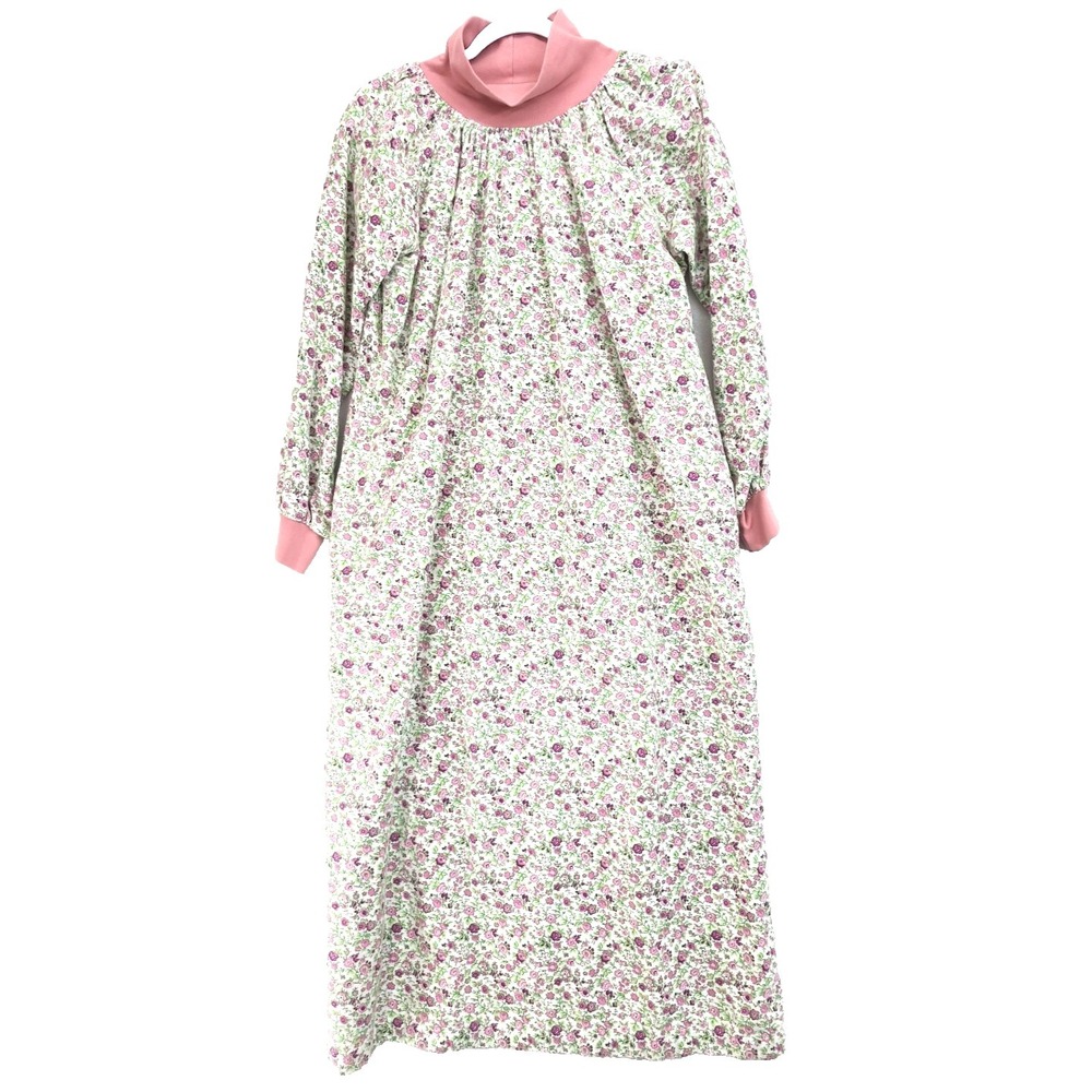 Floral Print Cotton Flannel Nightgown M Mock Neck The Vermont Country Store